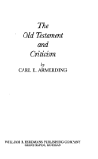 The Old Testament and Criticism